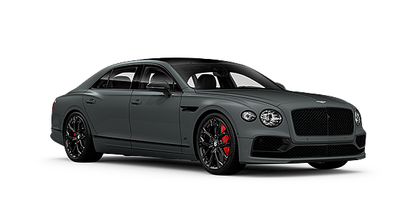 Bentley Dubai Bentley Flying Spur S front side angled view in Cambrian Grey coloured exterior. 