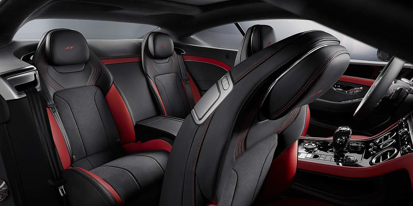 Bentley Emirates -  Dubai Bentley Continental GT S coupe in Beluga black and Hotspur red hide with S emblem stitching