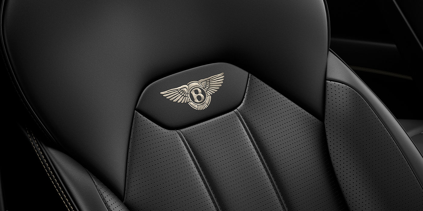 Bentley Emirates -  Dubai Bentley Bentayga SUV seat detail in Beluga black hide
